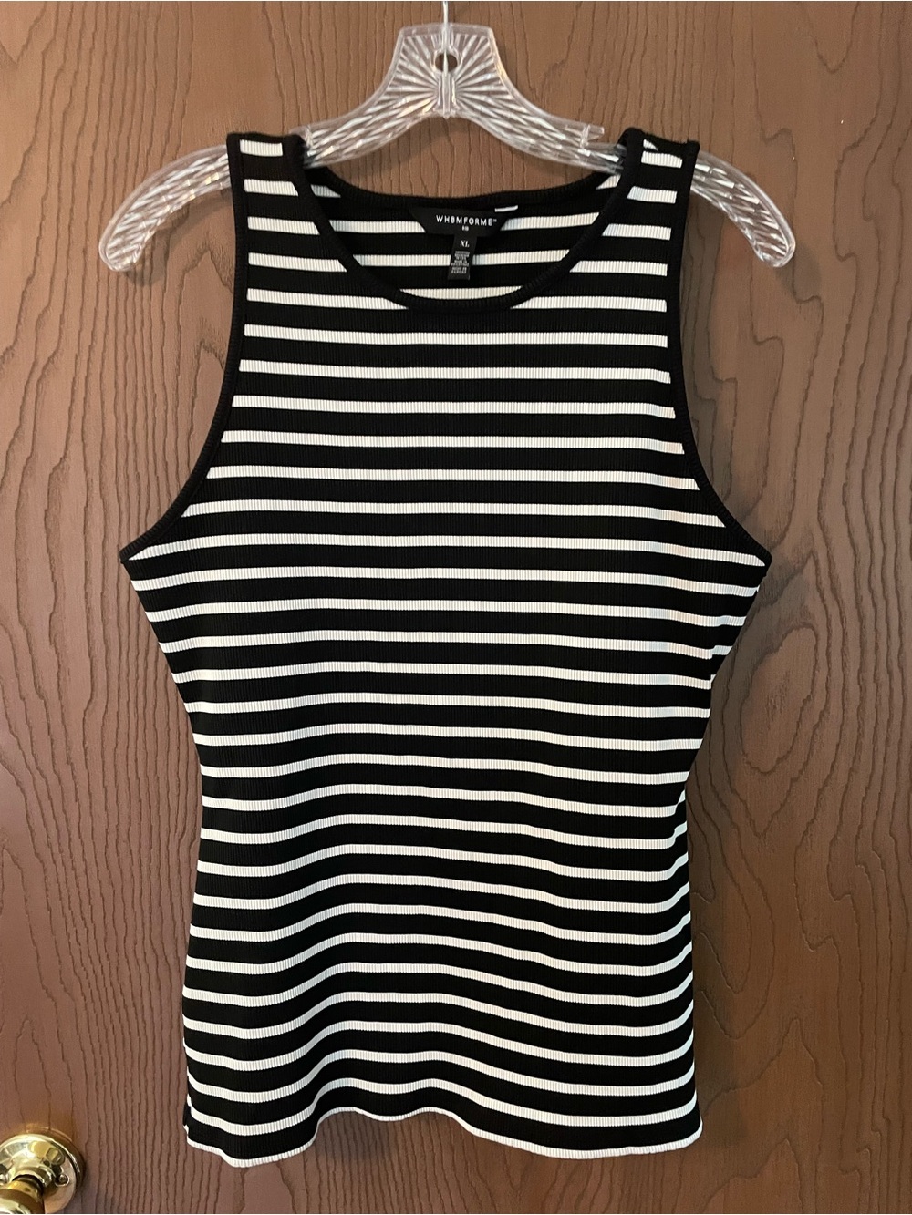 WHBM Forme ribbed tank. Size XL black-and-white striped.